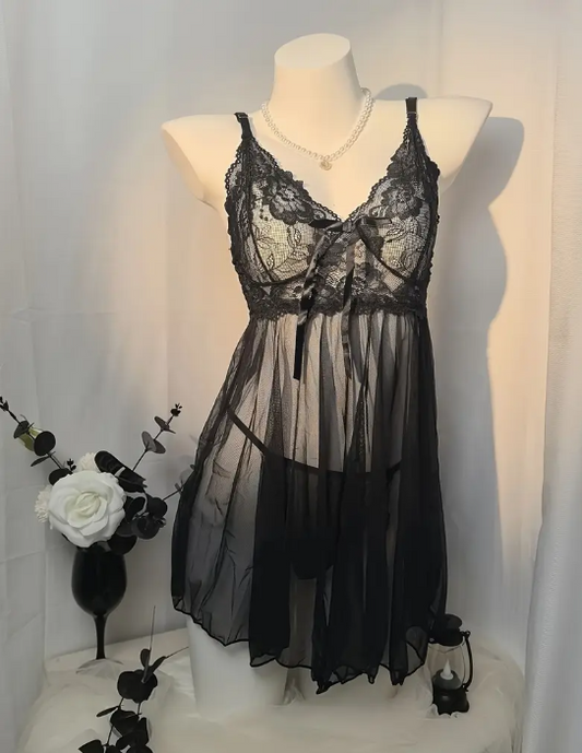 Black Lace Babydoll Nighty